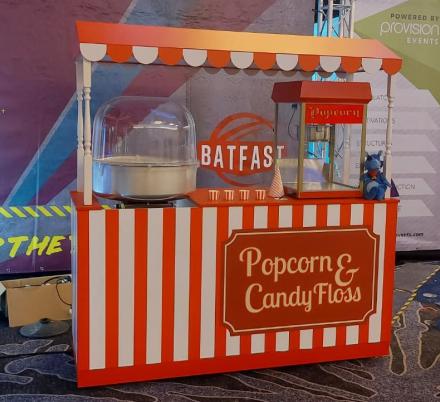 Bespoke unit to fit popcorn and candy floss machine with canopy.