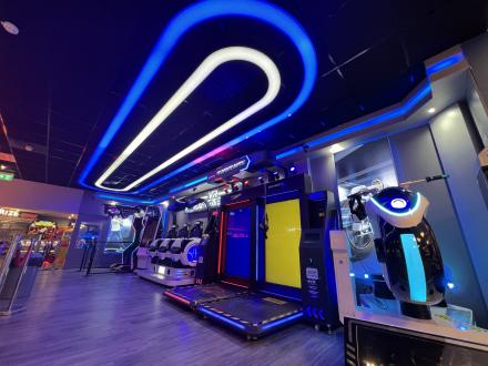 VR Experience installation with bespoke bulkhead lighting and ceiling feature.