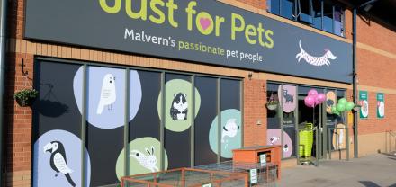 Just for Pets Malvern main sign and window vinyls.